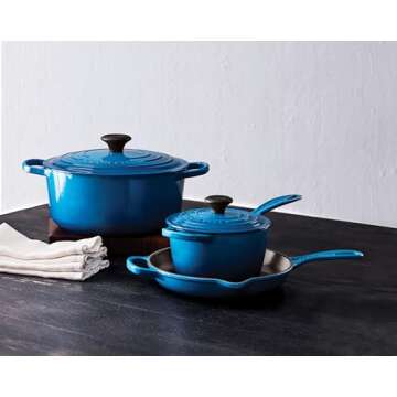 Le Creuset Enameled Cast Iron Signature Iron Handle Skillet, 10.25" (1-3/4 qt.), Marseille