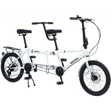 Adult Tandem Bike, City Tandem Folding Bicycle, Foldable Three-Person Beach Cruiser Bike with 7 Speeds, Adjustable 2-Seater Height/Steel Frame, Men Women Bike for Outdoor Family Travel Couple Riding