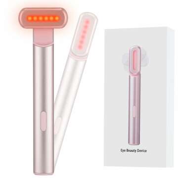 Light-Therapy-Wand, Red Light Therapy for Face and Neck - Facial Wand Red & Blue Rejuvenation Face & Eye Massager Skincare Tool (Pink)