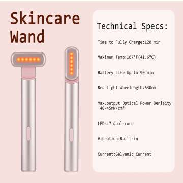 Light-Therapy-Wand, Red Light Therapy for Face and Neck - Facial Wand Red & Blue Rejuvenation Face & Eye Massager Skincare Tool (Pink)