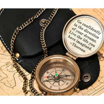 Thoreau's Go Confidently Engraved Compass Graduation Gift, Graduation Gift for him, Cool high School Gift, Boating Hiking Compass, Religious Gifts, Confirmation Gift Direction Compass