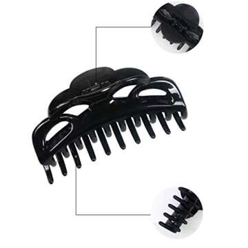 ACCGLORY Large Hair Clips for Thick Hair Plastic Big Claw Clips Updo Hair Styling Accessories for Women Strong Hold Jumbo Hair Jaw Clips(Arc-Black+Brownish)