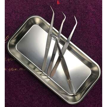 Medical Tray Stainless Steel (3 Pack), Dental Lab Instruments Surgical Metal Trays Bathroom Organizer