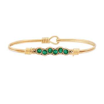 Luca + Danni Starlight Bangle Bracelet in Emerald For Women - Silver Tone Regular Size Made in USA