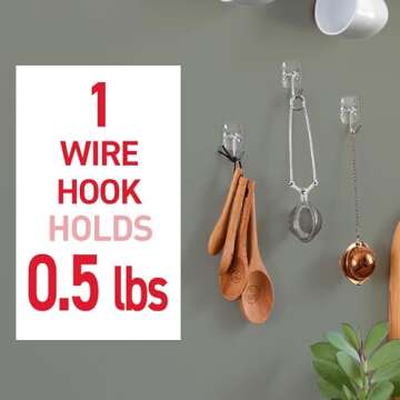 Command Small Clear Wire Toggle Hooks, 10 Hooks and 12 Command Strips, Damage Free Hanging Wall Hooks with Adhesive Strips, Adhesive Hooks for Hanging, Organization and Storage, Holds up to 0.5 lb