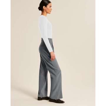 NIMIN Womens High Waisted Business Casual Pants Stylish Versatile Office Dress Pant Trousers for 2024 Fall Winter Dark Grey Medium