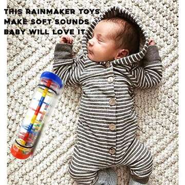 Here Fashion 8'' Mini Rainmaker Toy for Babies Rainfall Rattle Tube Rain Stick Shaker Music Sensory Auditory Instrument Toy