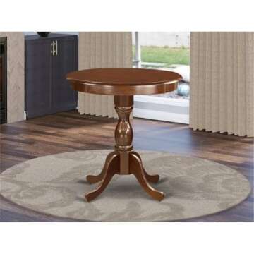 East West Furniture EST-MAH-TP Eden Modern Dining Table - a Round Kitchen Table Top with Pedestal Base, 30x30 Inch, Mahogany