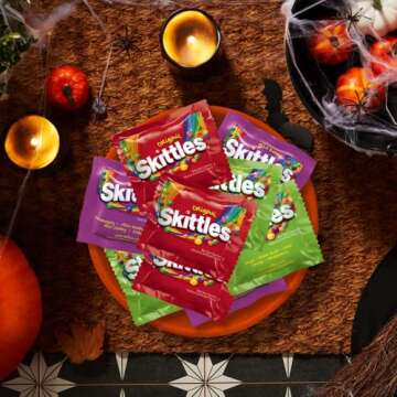 SKITTLES Original, Wild Berry & Sour Fun Size Chewy Individually Wrapped Halloween Candy Variety Pack Trick-or-Treat Assortment, Party Size, 26.46 Oz Bulk Bag