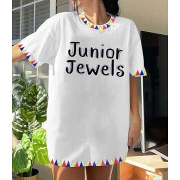 Junior Jewels Shirt Women Pop Music Tshirt Country Concert Fans Gift Tees 90s Music Album Graphic Short Sleeve Tops White