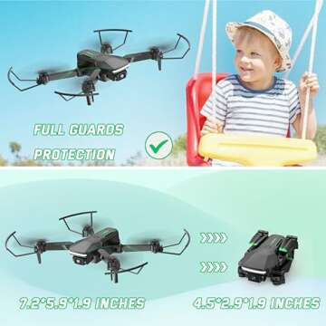 Drone with Camera for Kids - RC Helicopter Boy Gifts Toys, Mini FPV Drones with 1080P HD Camera, Foldable Remote Control Quadcopter with One Key Start, Stable Hover, Gesture Selfie, 2 Batteries, Black