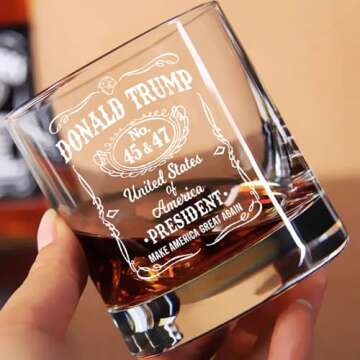 amusediy (2-Pack) Donald Trump Whiskey Glass 45 47-11oz Trump Whiskey Glassware - MAGA Merch,Gift for Trump Supporters - Laser Engraved Presidency Design Trump Glasses