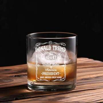 amusediy (2-Pack) Donald Trump Whiskey Glass 45 47-11oz Trump Whiskey Glassware - MAGA Merch,Gift for Trump Supporters - Laser Engraved Presidency Design Trump Glasses