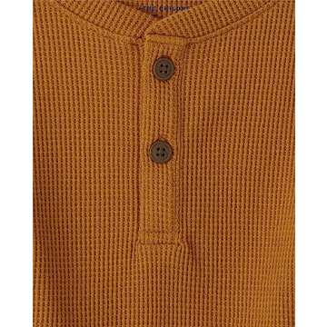 The Children's Place Baby Boys' and Toddler Long Sleeve Thermal Henley Shirt, Honey Comb, 4T