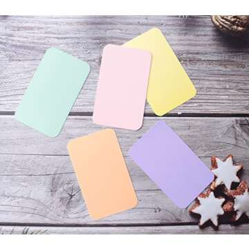 Sowaka 100 Pcs Mini Cards Blank Colorful Round Corner Cardboard Flash Word Message Index Tags Cards for Business Note Language Learning Art Craft Office Supplies (Pink)