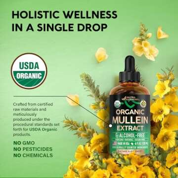 Mullein Drops for Lungs - USDA Organic Liquid - Mullein Leaf Extract Supplement - Made in USA - Lung & Bronchial Cleanse for Smokers - Respiratory Health Support - As Tincture, Tea, Pills - 4 fl oz