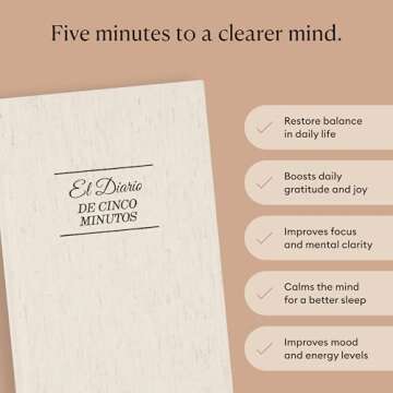 Spanish Five Minute Journal, Original Daily Gratitude Journal, Reflection & Manifestation Journal for Mindfulness, Undated Daily Journal, Plastic-Free - Intelligent Change