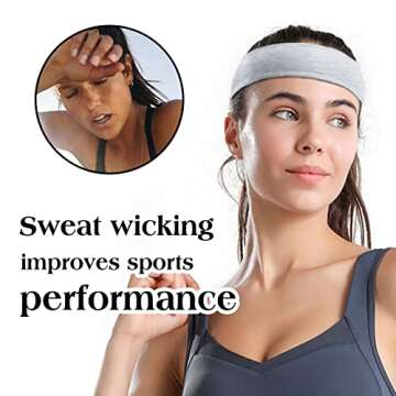 Women's Thick Stretchy Sweat Headbands in White and Black for Yoga, Workout, and Everyday Wear - Non-Slip Hair Accessories with Basic Fashion Style