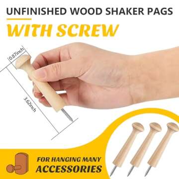 Wooden Shaker Peg Wood Screw-on Shaker Pegs 2.9 Inch Long Unfinished Wood Shaker Racks for Hanging Clothes Hats Towel and More DIY Paint Color (30 Pieces)