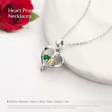 Custom Silver Necklaces with Birthstones