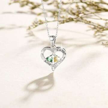 Custom Silver Necklaces with Birthstones