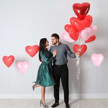 50 Pieces Love Heart Balloons Red Pink Latex Heart Balloons for Valentines Day Wedding Anniversary Engagement Birthday Garden Company Celebration Graduation Prom Party Decoration Romantic Decoration