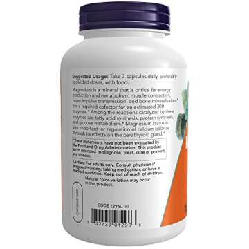 Now Supplements, Magnesium Citrate, Enzyme Function*, Nervous System Support*, 240 Veg Capsules