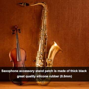 70pcs Black Saxophone & Clarinet Mouthpiece Cushions, Strong Adhesive Tenor Alto Sax Mouthpiece Pads 0.8mm Thick Silicone Mouthpiece Patches Oval Square Accessories for Beginners Musicians