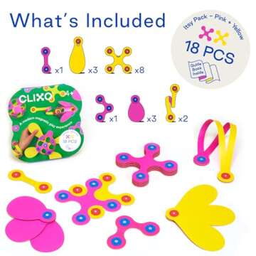 Clixo Itsy Magnetic Toy for Kids - Flexible, Durable, Imagination-Boosting Magnet Building Toy. Educational Multi-Sensory STEM Experience. Great as a Travel Game. Ages 4-99. 18 Piece Pack