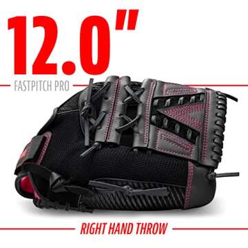 Franklin Sports Girls Softball Glove - Women's Windmill Fastpitch + Slowpitch Softball Glove - Pink Softball Mitt - Right Hand Throw Adult + Youth - 12"