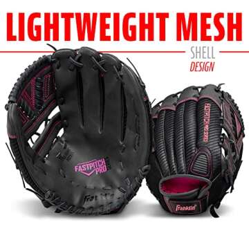 Franklin Sports Girls Softball Glove - Women's Windmill Fastpitch + Slowpitch Softball Glove - Pink Softball Mitt - Right Hand Throw Adult + Youth - 12"