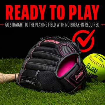 Franklin Sports Girls Softball Glove - Women's Windmill Fastpitch + Slowpitch Softball Glove - Pink Softball Mitt - Right Hand Throw Adult + Youth - 12"