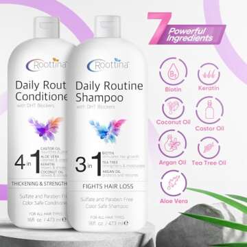 Fights Hair Loss with Roottina Daily Routine Shampoo & Conditioner Set