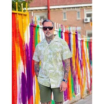 COOFANDY Lightweight Linen Aloha Shirts for Beach Weddings