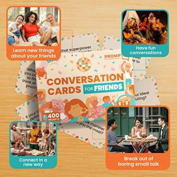 Prompta 400 Conversation Cards for Friends – Casual, Funny Get to Know You Conversation Starters to Connect with Friends