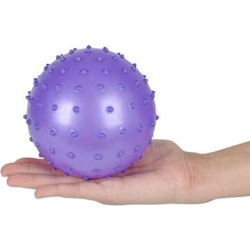 Bedwina Knobby Balls - (Pack of 6) Bulk 7 Inch Sensory Balls and Spiky Massage Stress Balls for Toddlers, with Pump, Fun Bouncy Toddler Balls for Kids Party Favors, Stocking Stuffers