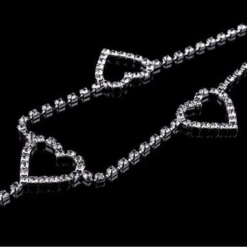 Rhinestone Body Chains Belt Crystal Waist Chains Heart Pendant Summer Beach Body Jewelry Festival Belt Belly Jewelry for Women