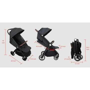 Self Foldable Stroller Toddlers 1 2 3 4 5 Year Old Baby Kids Ultra Compact Lightweight Travel Collapsible Airplane Umbrella Small Stollers (Light Grey)