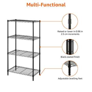 4-Shelf Narrow Adjustable Storage Shelving Unit