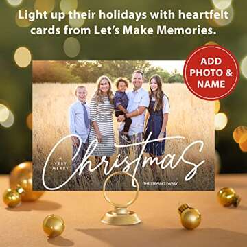 Let's Make Memories Personalized Photo Christmas Cards with Envelopes - Premium Quality - 5x7-2024 Holiday Cards & White Envelopes - Modern Tidings - 15 ct