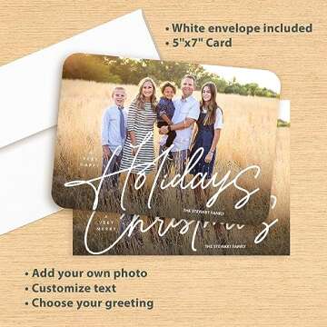 Let's Make Memories Personalized Photo Christmas Cards with Envelopes - Premium Quality - 5x7-2024 Holiday Cards & White Envelopes - Modern Tidings - 15 ct