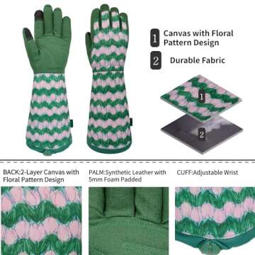 MSUPSAV Gardening Gloves,Garden Gloves,Rose Gloves,Thorn Proof Rose Pruning Gloves,Yard Work Gloves,Work Gloves,Gauntlet Gloves,Garden Gifts&Birthday Gifts (Large,Green)