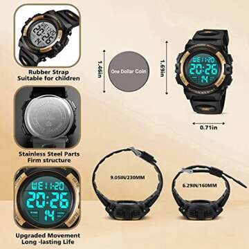 Waterproof Boys Watch Ages 3-15, Digital Sport Style