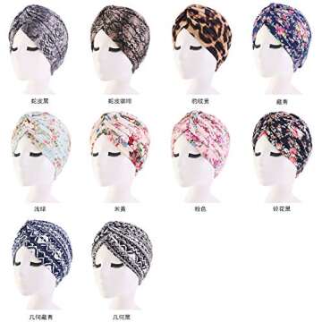 beauty YFJH Women's Cotton Turban Head Wrap Cancer Chemo Beanies Cap Headwear Cap Bonnet Hair Loss Hat (Black Flower)