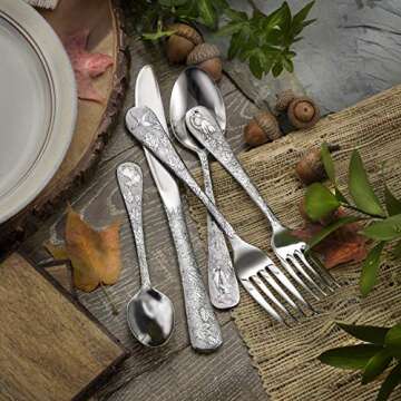 Liberty Tabletop American Outdoors 45 Piece Flatware set Service for Eight with Serving Set Made in the USA Silverware