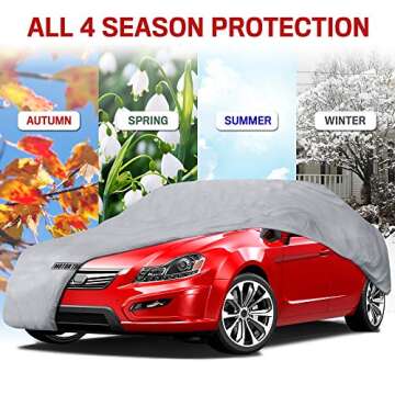 Motor Trend Breathable Lightweight Car Cover, Anti-Moisture Build-Up Water-Resistant Scratch-Resistant Travel-Friendly, Universal Fit for Cars SUVs Trucks Vans All-Weather Outdoor/Indoor, (S) 157" L