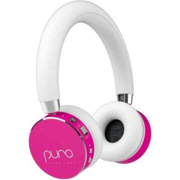 Puro Sound Labs BT2200s Volume Limited Kids’ Bluetooth Headphones – Safer Headphones for Kids – Studio-Grade Audio Quality & Noise Isolation- Hot Pink