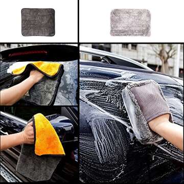 Car Cleaning Tools Kit,Car Wash/Tire Brush/Wash Mitt/Washing Sponge/Microfiber Cloths/Indoor Double Head Brush/Window Water Blade, Gray, Gifts [11PACK]