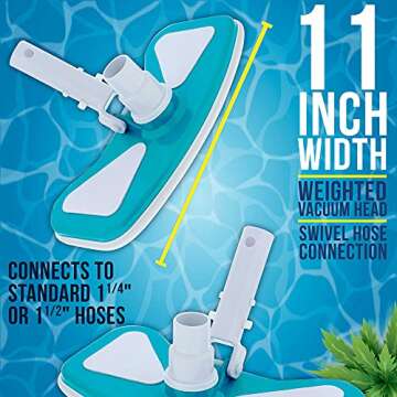 U.S. Pool Supply 11" Weighted Butterfly Pool Vacuum Head, 1-1/4" or 1-1/2" Swivel Hose Connection - Cleans Floor Debris - Safe for Vinyl Lined Pools