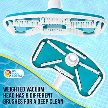 U.S. Pool Supply 11" Weighted Butterfly Pool Vacuum Head, 1-1/4" or 1-1/2" Swivel Hose Connection - Cleans Floor Debris - Safe for Vinyl Lined Pools